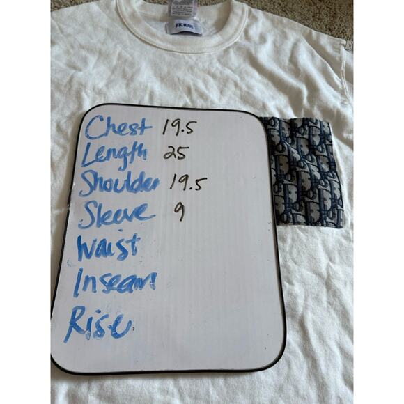 Champion Richjoe Mens Size Small White T-Shirt Upcycle Pocket Dior Oblique - Picture 9 of 9